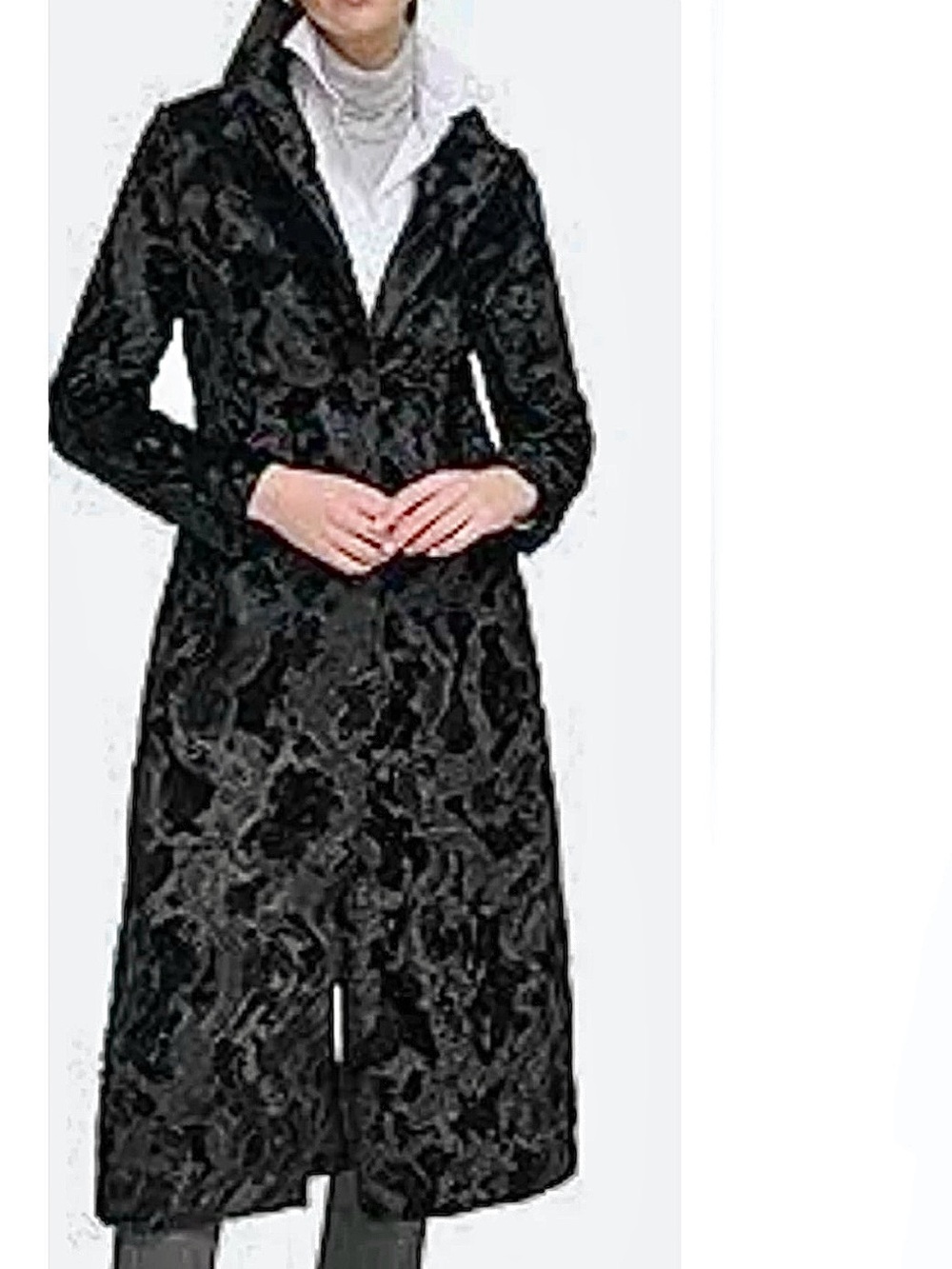Calvin Klein Velvet Long Walker Coat - Picture 3 of 16